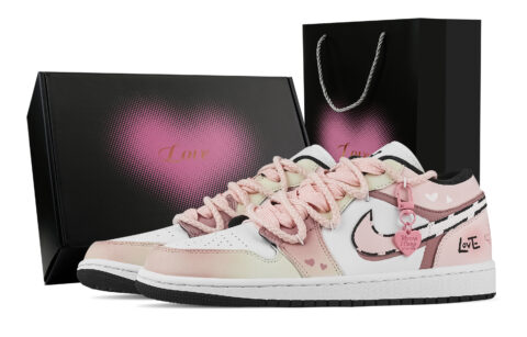 Jordan Air Jordan 1 Sweetheart Love, Heart Box Low top Vintage Basketball Shoes Unisex Pink