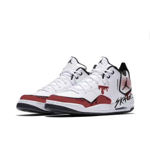 Jordan Courtside 23 Abrasion Resistant Mid top Vintage Basketball Shoes Unisex White Red