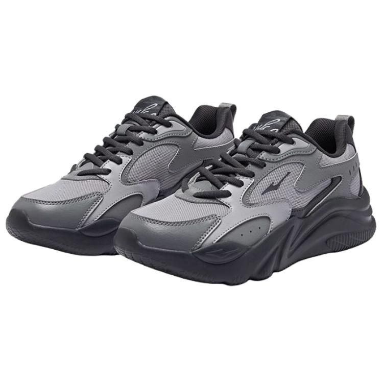 Erke Abrasion Resistant Slip Resistant Low top Casual Training Running Shoes Men’s Black Gray