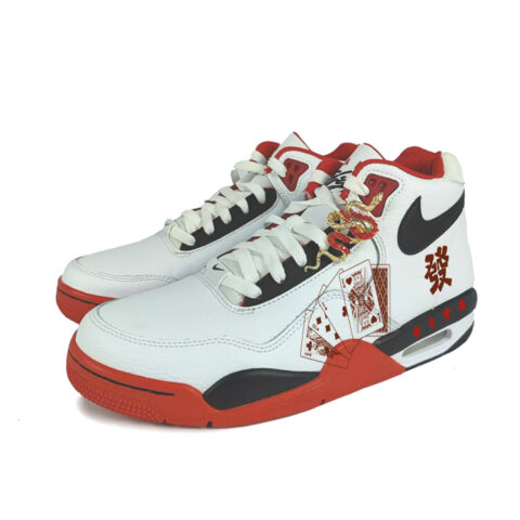 Nike Flight Legacy Synthetic Leather Cushioning Mid top Vintage Basketball Shoes Unisex Red White