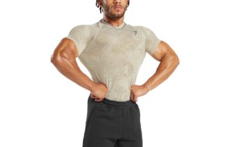 GYMSHARK Workout Clothing Men's Egg Lime/Cement Brown