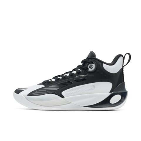 XTEP Abrasion Resistant Anti Rollover Slip Resistant Low top Basketball Shoes Men’s Black White