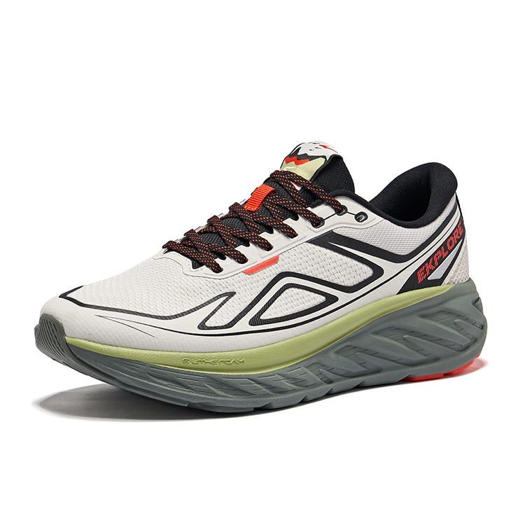 Erke Abrasion Resistant Lightweight Rebound Low top Qidan Technology Running Shoes Men’s Wild Gray Jet Black