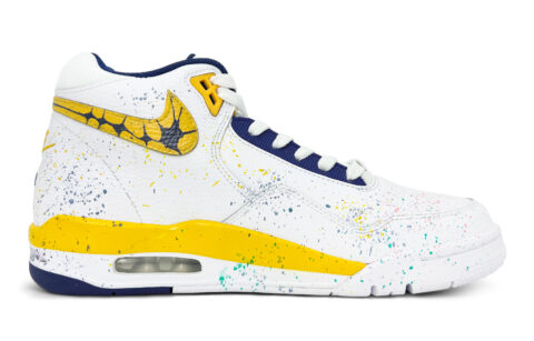 Nike Flight Legacy Slip Resistant Abrasion Resistant Mid top Vintage Basketball Shoes Men’s Gold