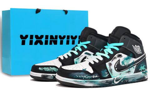 Jordan Air Jordan 1 Abrasion Resistant Abrasion Resistant Mid top Vintage Basketball Shoes Men's Lake Cyan