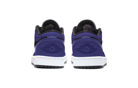 Jordan Air Jordan 1 Abrasion Resistant Low top Vintage Basketball Shoes Unisex Black Purple