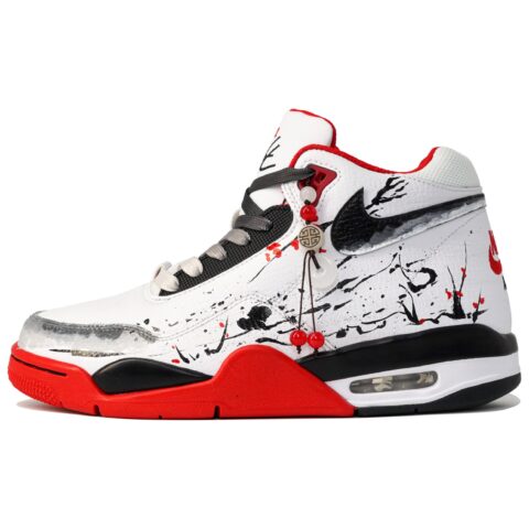 Nike Flight Legacy Slip Resistant Abrasion Resistant Mid top Vintage Basketball Shoes Unisex White