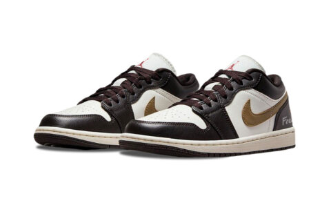 Jordan Air Jordan 1 Gold Hook Mocha Support Low top Vintage Basketball Shoes Unisex Black Brown