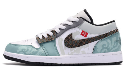 Jordan Air Jordan 1 Cushioning Slip Resistant Low top Vintage Basketball Shoes Men’s Gray Green
