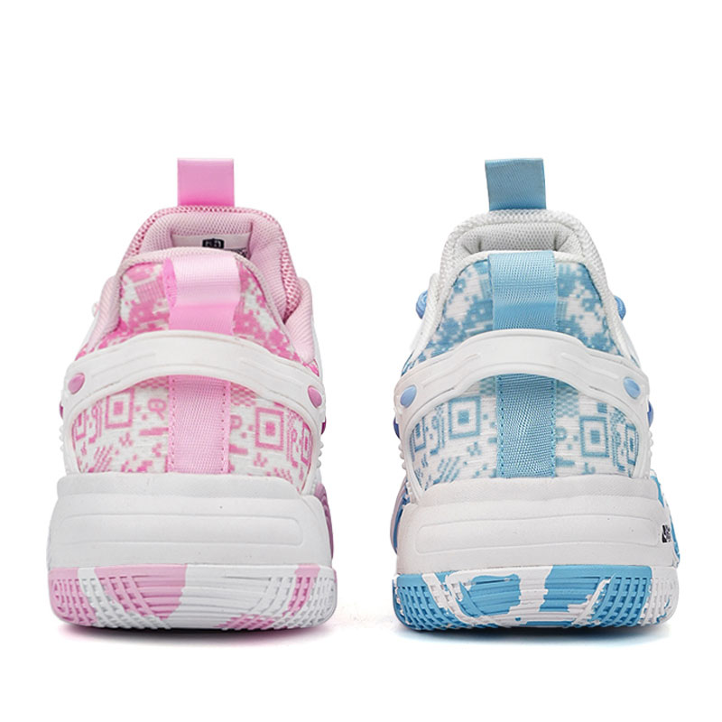 IVERSON Slip Resistant, Abrasion Resistant, Lightweight Low top Basketball Shoes Unisex Pink Blue Mismatched