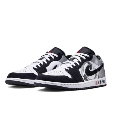 Jordan Air Jordan 1 Slip Resistant Abrasion Resistant Low top Vintage Basketball Shoes Unisex Black