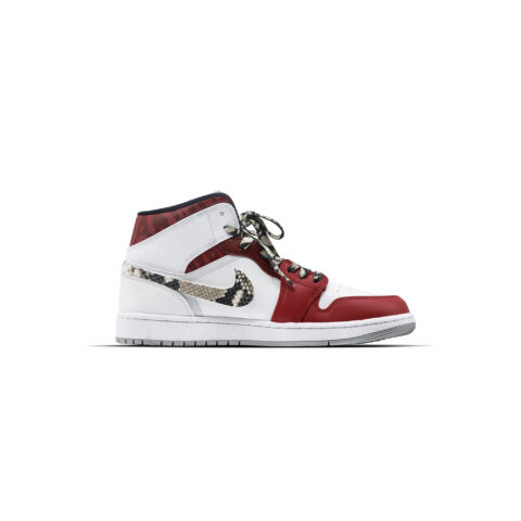 Jordan Air Jordan 1 Mid ‘Milk Snake, Chinese Year, Shopping Bag Mid top Vintage Basketball Shoes Men’s Red White
