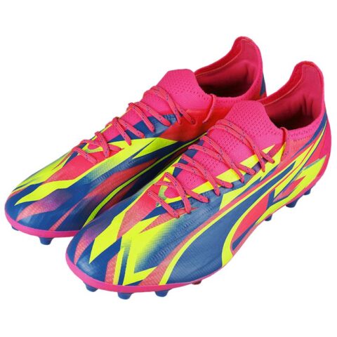 PUMA Ultra Ultimate MG Multi Ground Artificial Turf Cushioning, Wear Resistant Soccer Shoes Unisex Pink Blue
