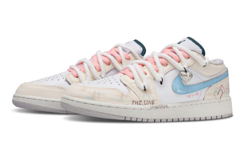 Jordan Air Jordan 1 Love Confession Abrasion Resistant Abrasion Resistant Low top Vintage Basketball Shoes Unisex