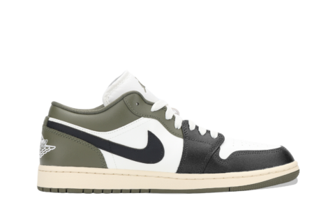 Jordan Air Jordan 1 Cushioning, Wear Resistant Low top Vintage Basketball Shoes Unisex Olive Green