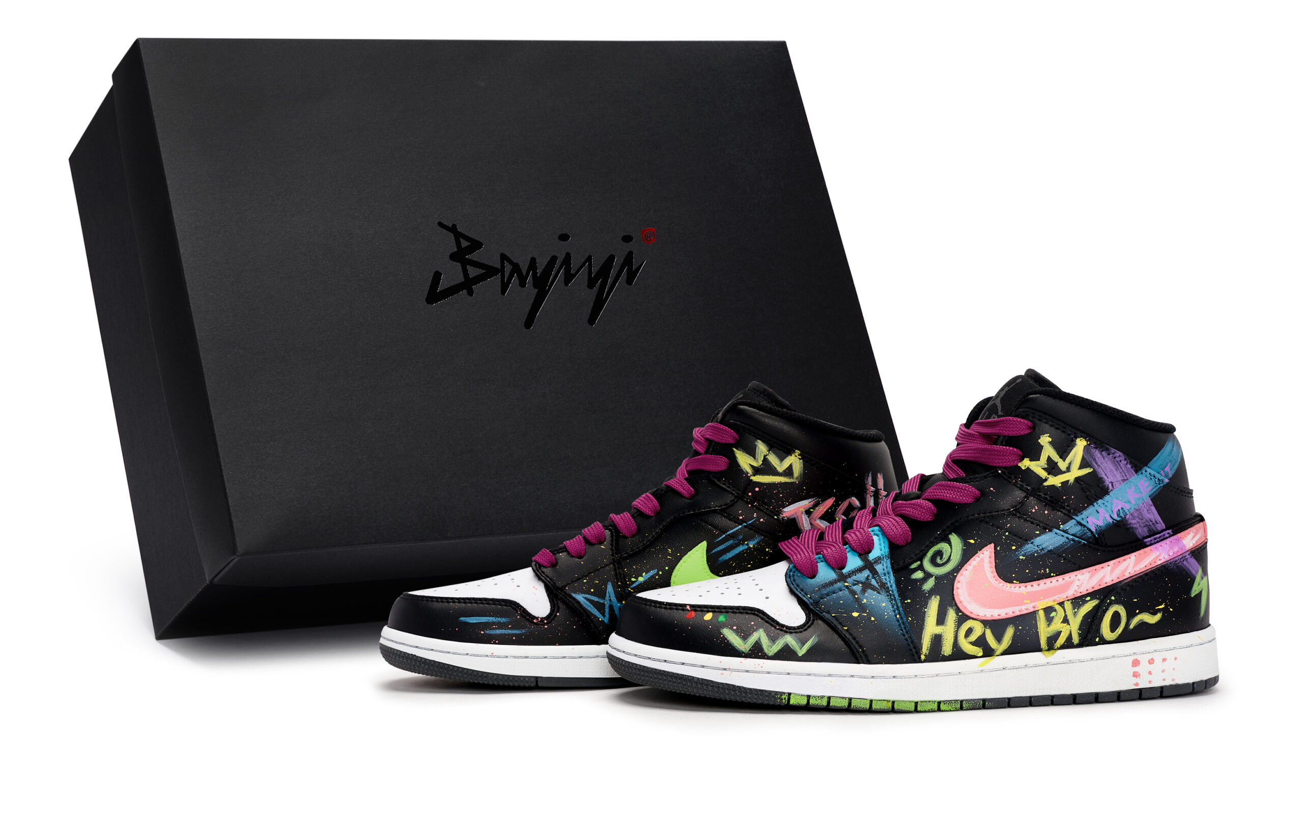 Jordan Air Jordan 1 811 Manufacturing, Neon Urban, Special Shoe Box Mid top Vintage Basketball Shoes Unisex