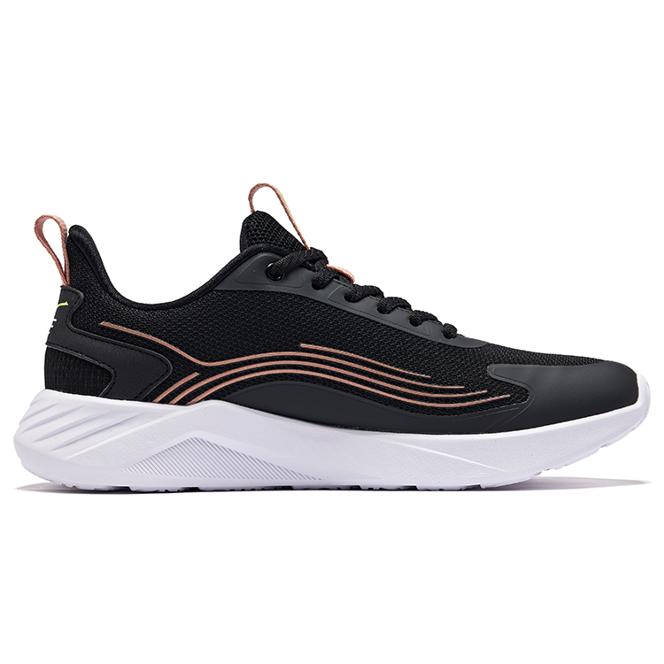 Erke Comfortable And Breathable Cushioning, Wear Resistant Low top Running Shoes Women’s Jet Black Pink Gold