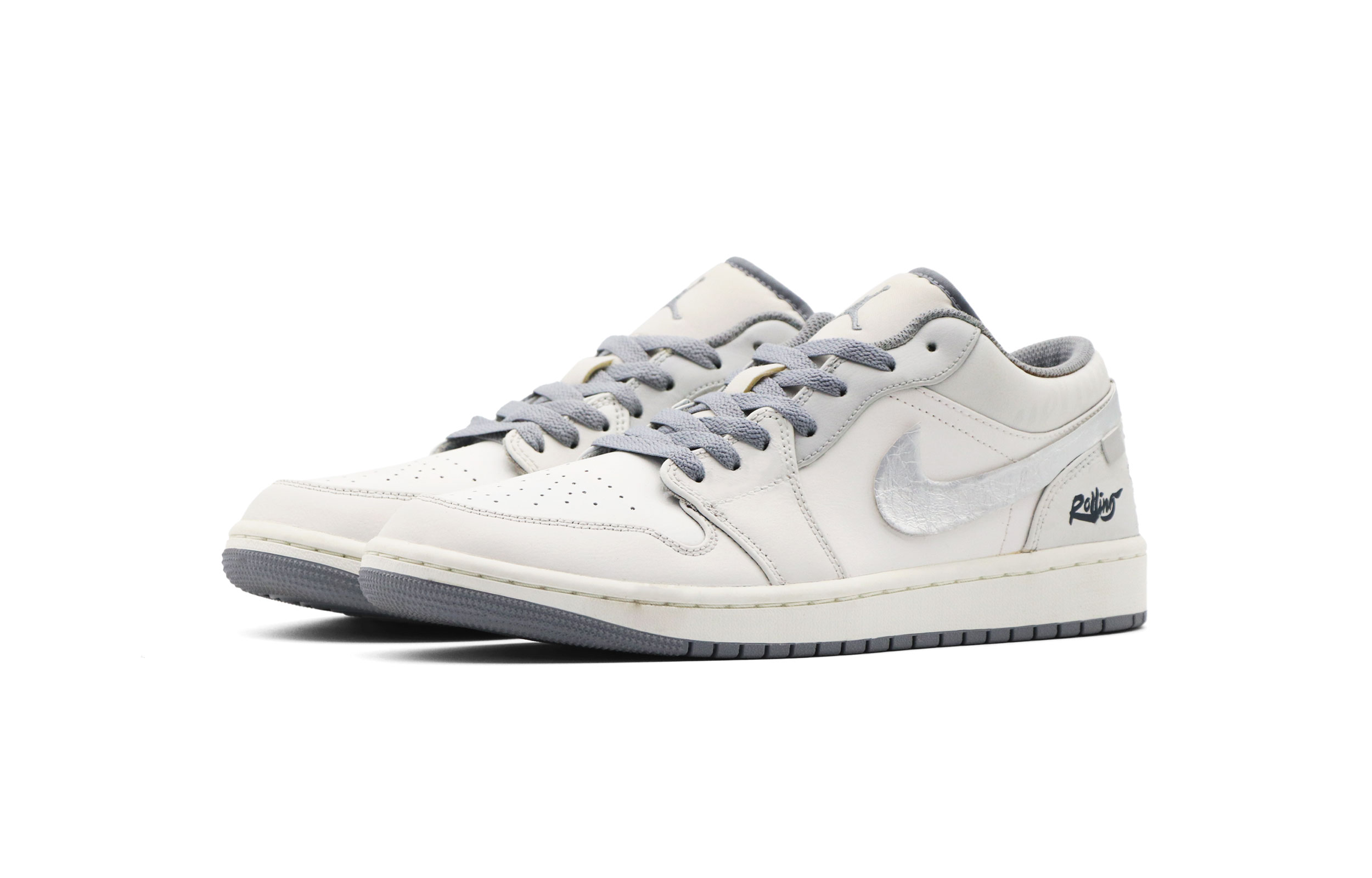 Jordan Air Jordan 1 Ice Blue Maris Sal Leather Low top Vintage Basketball Shoes Men’s White Silver Gray