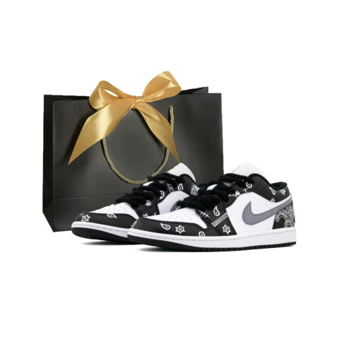 Jordan Air Jordan 1 Leather Low top Vintage Basketball Shoes Unisex Black