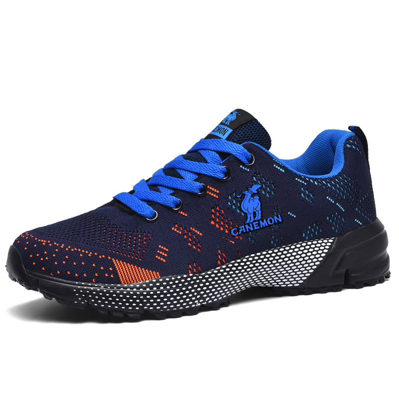 LINGHANGLUOTUO Running Shoes Men’s Low Top Blue Orange, Blue Moon