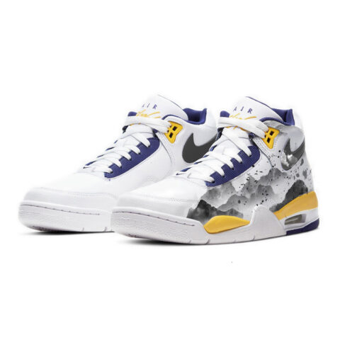 Nike Flight Legacy Slip Resistant And Breathable Mid top Vintage Basketball Shoes Men’s Yellow