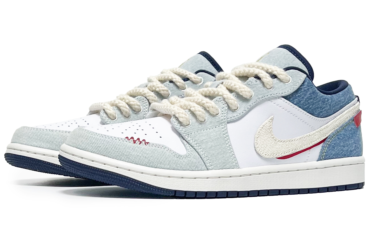 Jordan Air Jordan 1 Night Sky Lightning 2.0 Abrasion Resistant Low top Vintage Basketball Shoes Men’s Light Blue