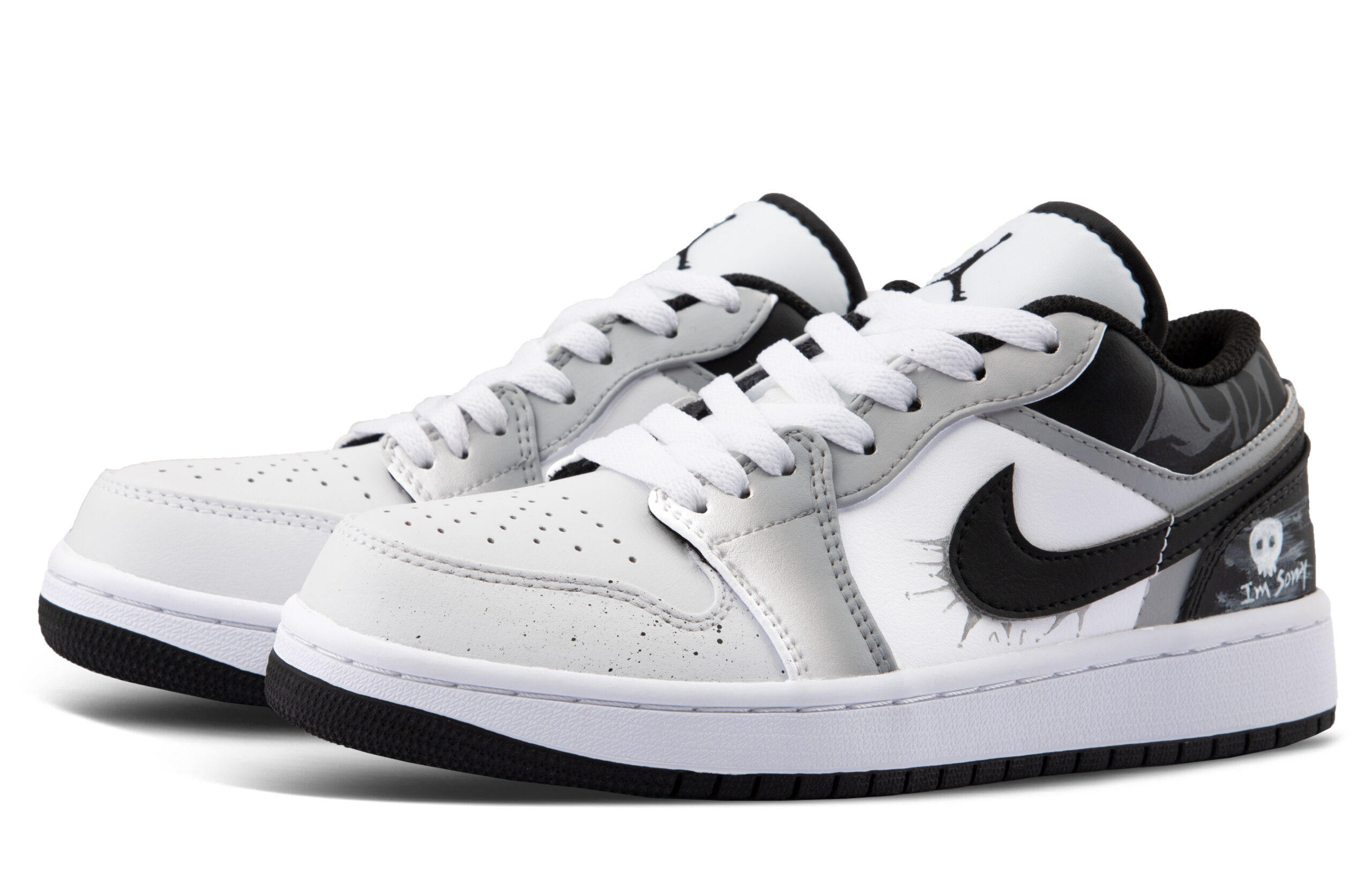 Jordan Air Jordan 1 Comfortable Abrasion Resistant Abrasion Resistant Low top Vintage Basketball Shoes Unisex White