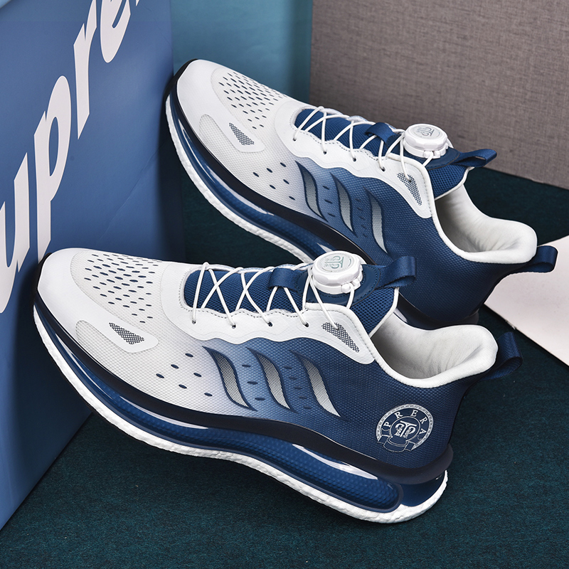 RUIKE Fabric Abrasion Resistant Lightweight Height Increasing Low top Casual Running Shoes Unisex White Blue