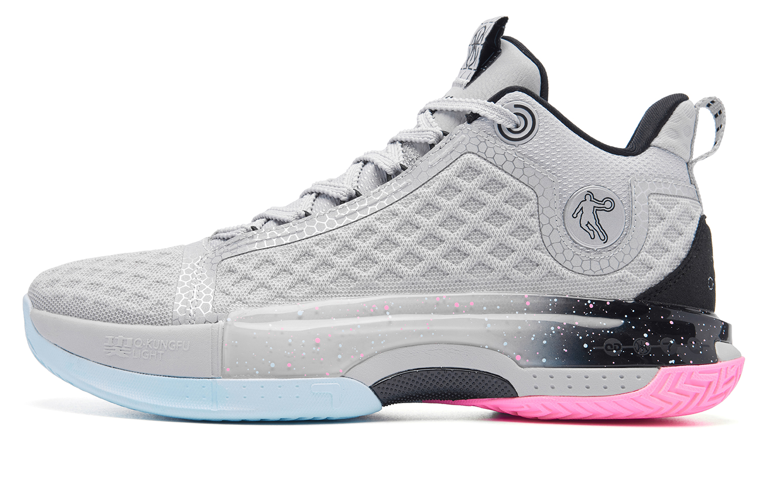 QIAODAN Halberd 7 Textile, Synthetic Leather Mid top Q KUNGFU LIGHT Basketball Shoes Men’s Gray Black