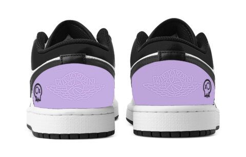 Jordan Air Jordan 1 Cute Skeletons Abrasion Resistant Low top Vintage Basketball Shoes Women’s Purple White