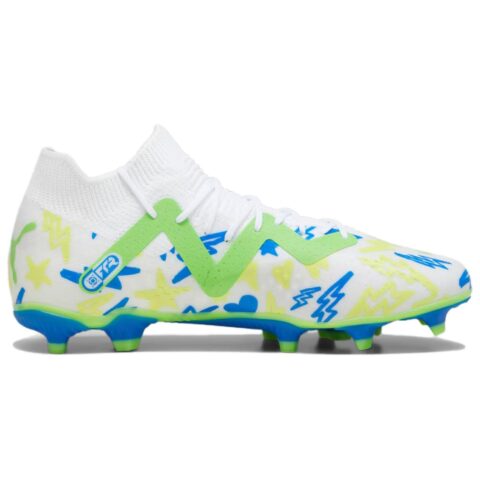 PUMA Future AG Artificial Ground FG Firm Ground Breathable Soccer Shoes Men’s White Yellow Green