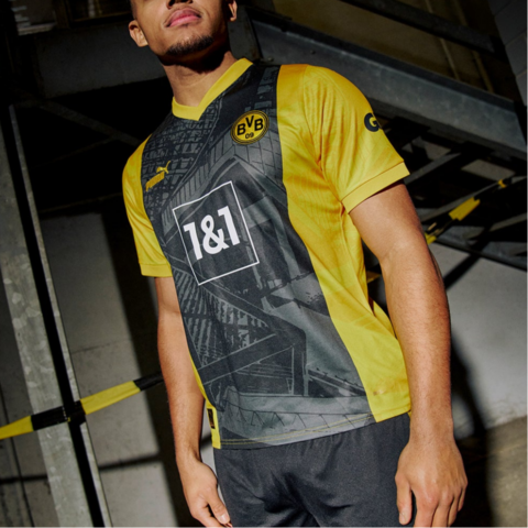PUMA Soccer Jersey Men’s Black Yellow