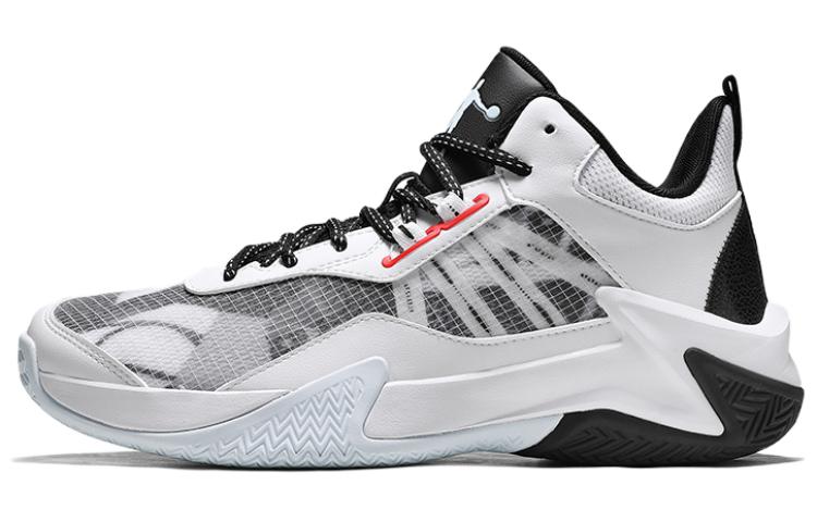 QIAODAN Cushioning Slip Resistant High top Basketball Shoes Men’s White Gray