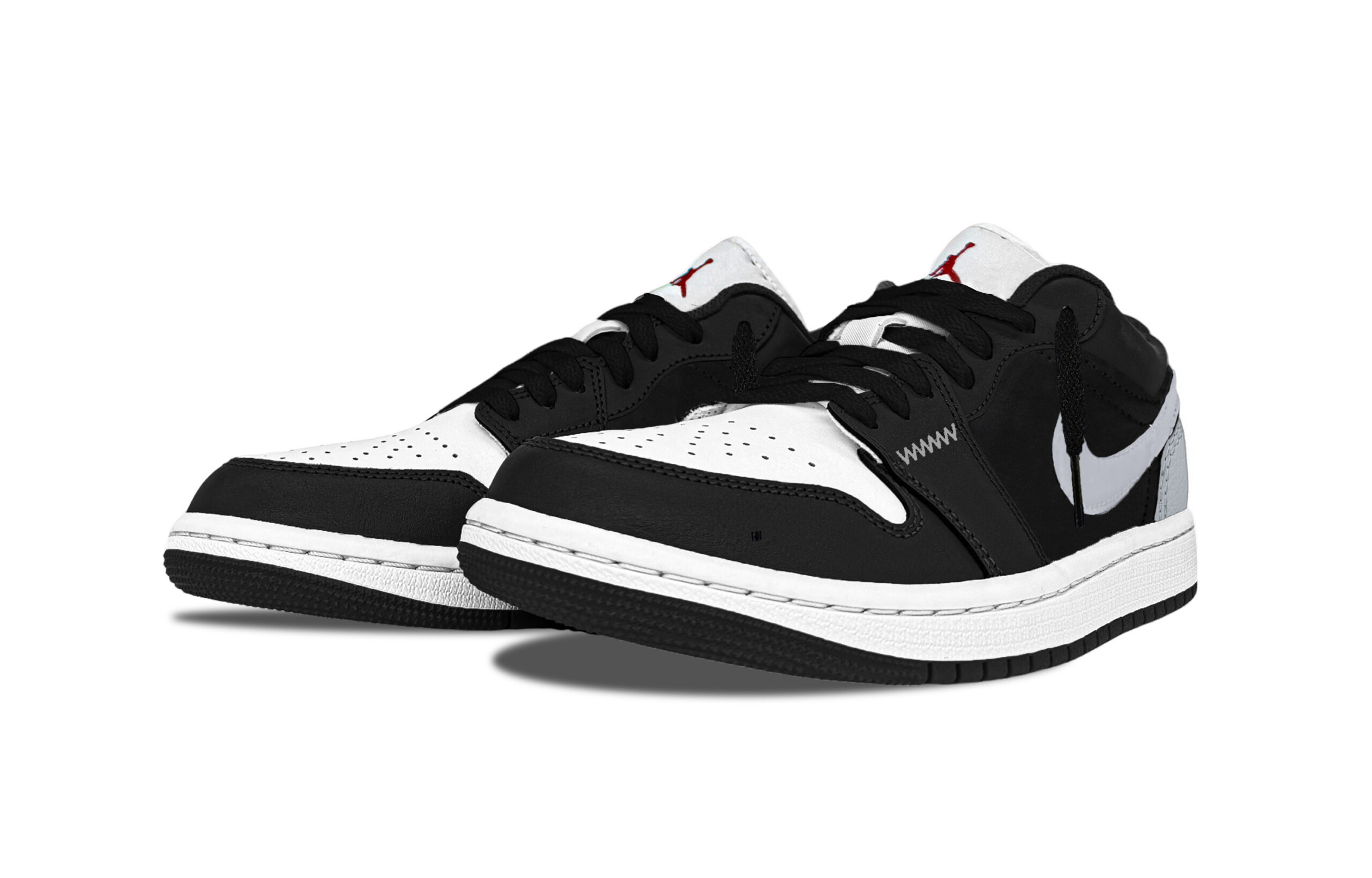 Jordan Air Jordan 1 Black White Golf Abrasion Resistant Low top Vintage Basketball Shoes Unisex Shadow Black