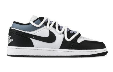 Jordan Air Jordan 1 Orchid Pattern Low top Vintage Basketball Shoes Unisex Black Blue