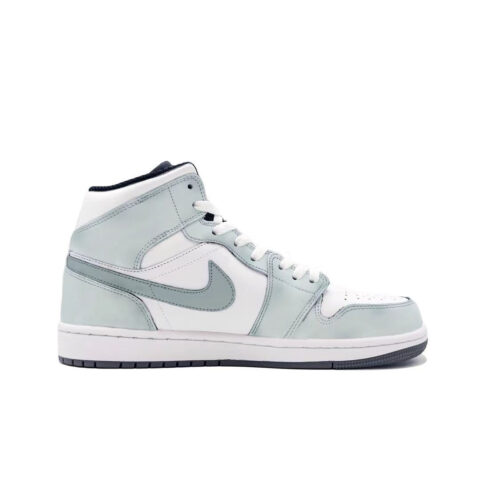 Jordan Air Jordan 1 Empty Mountain Mist, Dark Cyan Abrasion Resistant Mid top Vintage Basketball Shoes Unisex Cyan