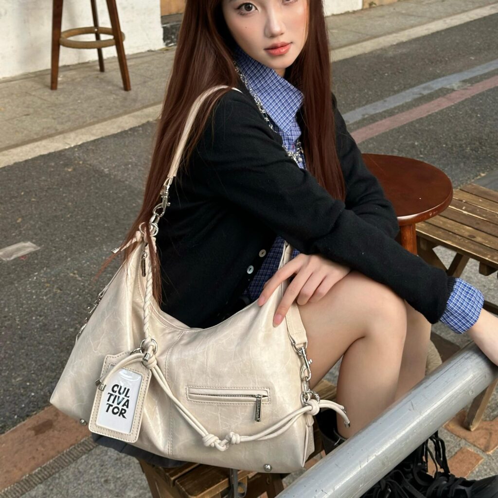 CULTIVATOR Pu Shoulder Bag, Crescent Bag, Shoulder Bag Large Unisex Beige/Brown/Black/Red