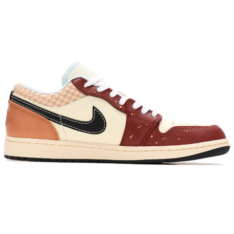 Jordan Air Jordan 1 Slip Resistant Low top Vintage Basketball Shoes Men’s Beige Red