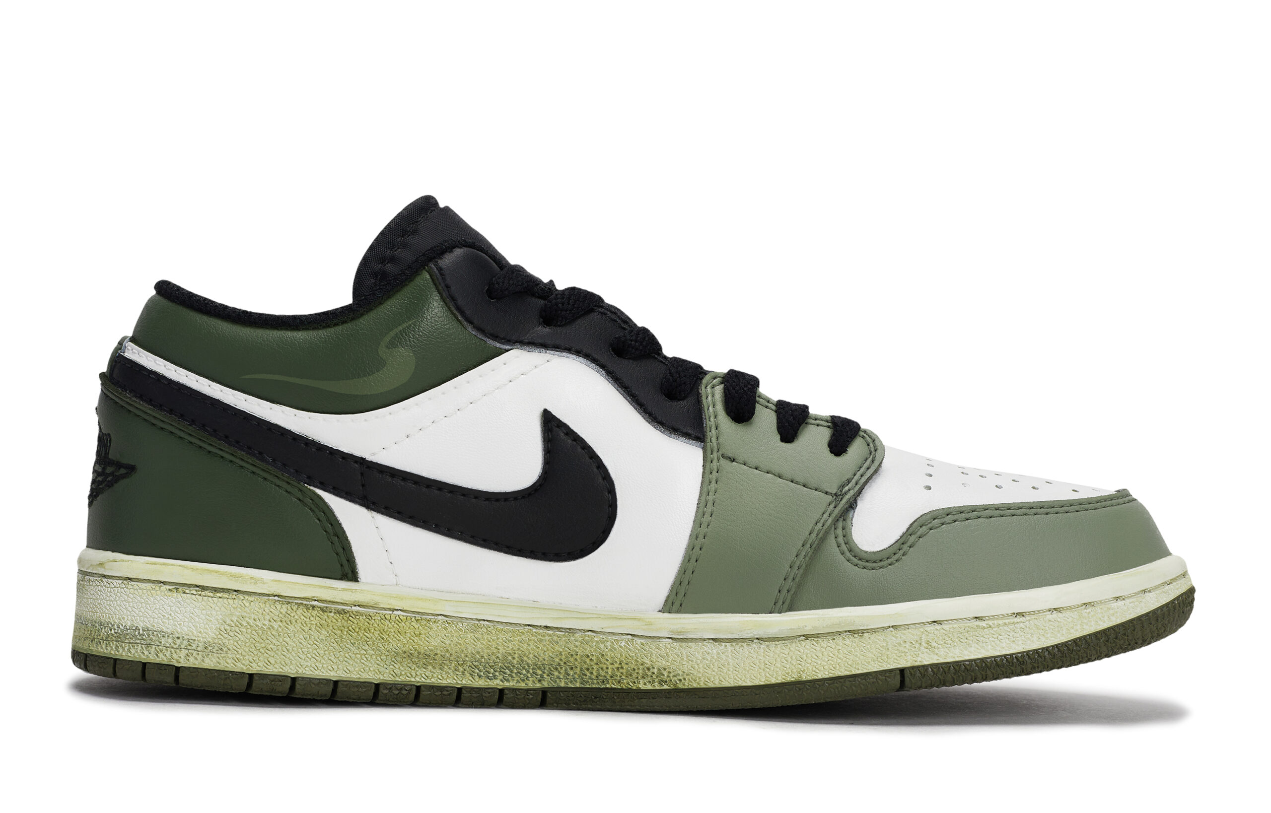 Jordan Air Jordan 1 Vintage Basketball Shoes Unisex Low Top Black/White/Green