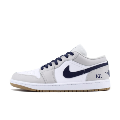 Jordan Air Jordan 1 Cushioning Slip Resistant Low top Vintage Basketball Shoes Unisex Gray White