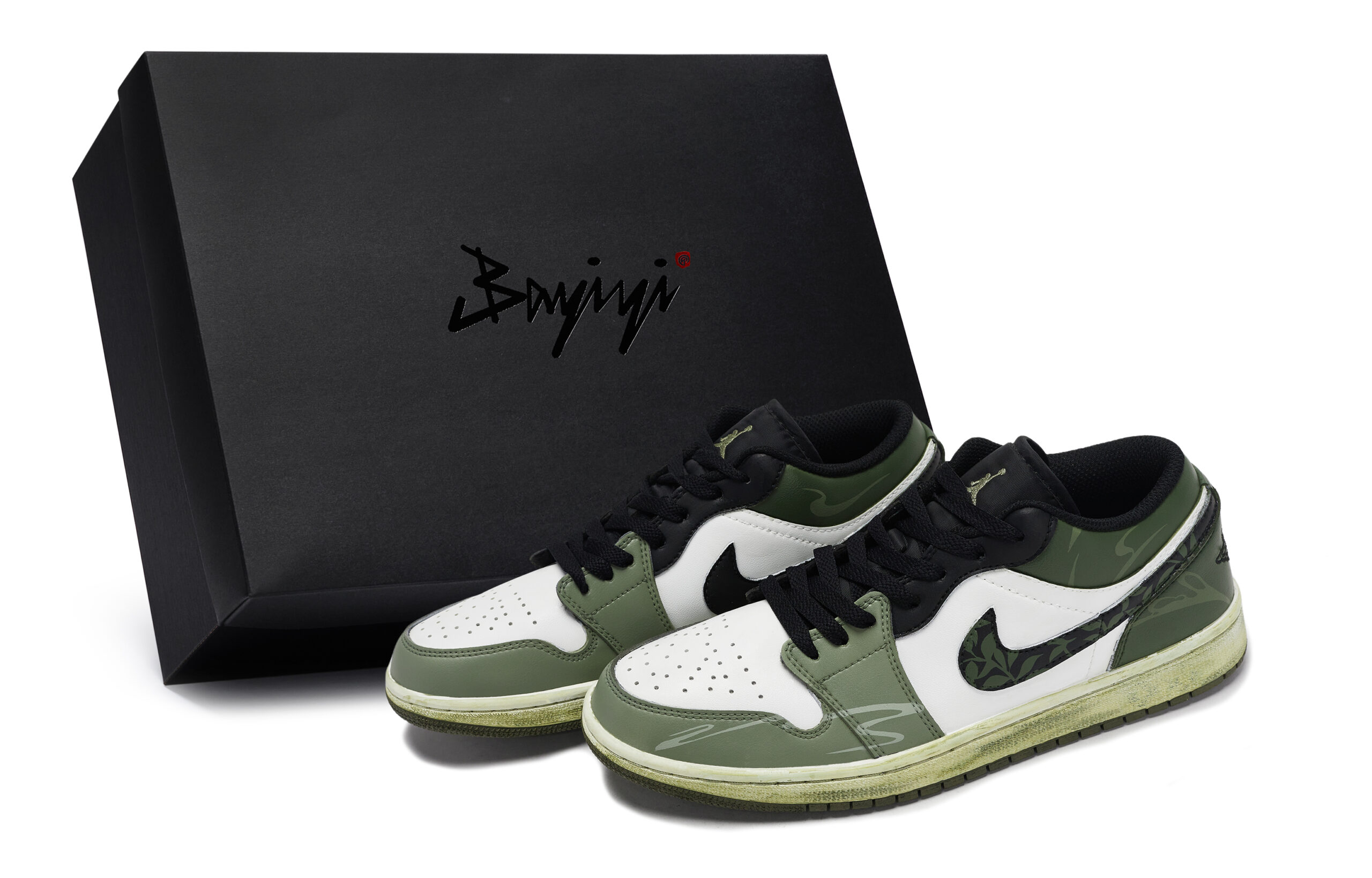 Jordan Air Jordan 1 Vintage Basketball Shoes Unisex Low Top Black/White/Green