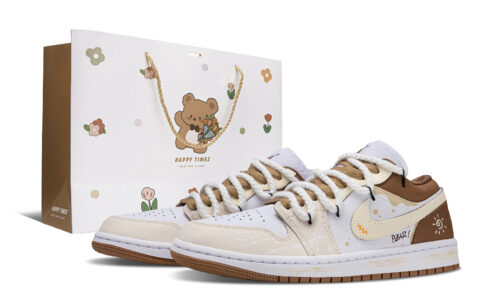 Jordan Air Jordan 1 Mel Cheese Abrasion Resistant Low top Vintage Basketball Shoes Unisex Beige White Brown