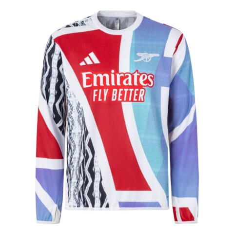Adidas AEROREADY Arsenal AFC PRE WRMTOP Soccer Jersey Men's Light Scarlet/White/Black/Sea Blue