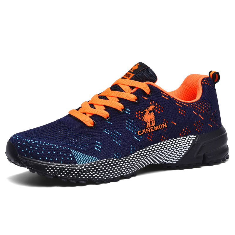 LINGHANGLUOTUO Running Shoes Men’s Low Top Blue Orange, Blue Moon