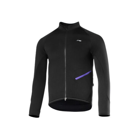 Li Ning Windproof Thermal Long Sleeved Fleece Lined Moisture Wicking Sports & Outdoors Cycling Clothing Unisex Black
