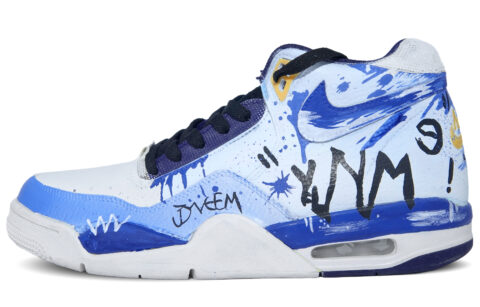 Nike Flight Legacy Slip Resistant Mid top Vintage Basketball Shoes Unisex Light Blue