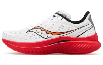 Saucony Endorphin Speed 3 Fabric Cushioning, Wear Resistant Low top Carbon Plate Training Running Shoes Men's White Red