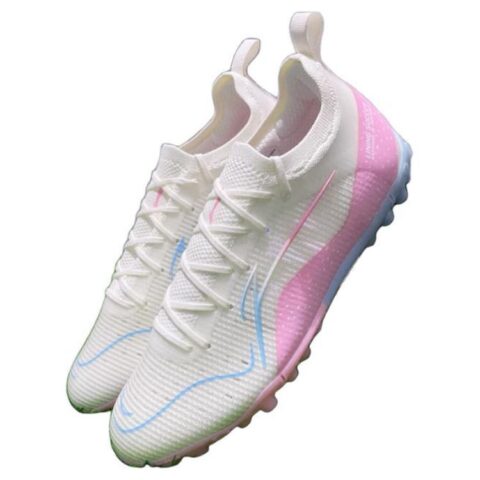 Li Ning Comfortable TF Turf Synthetic Leather Wear resistant And Lightweight Soccer Shoes Men’s White Pink