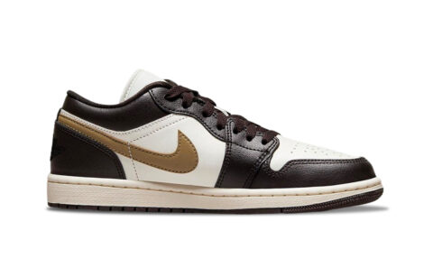Jordan Air Jordan 1 Gold Hook Mocha Support Low top Vintage Basketball Shoes Unisex Black Brown