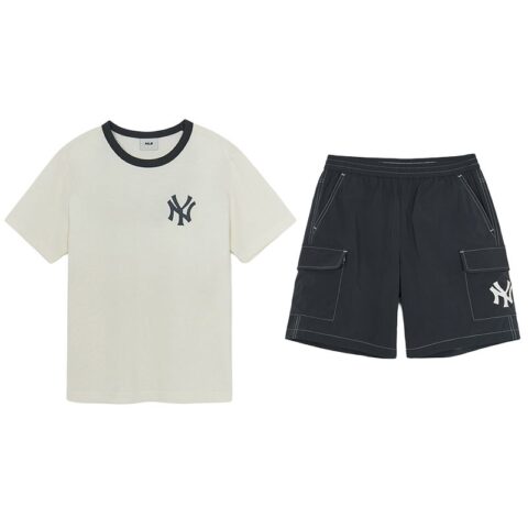 MLB KIDS Casual Sportswear New York Yankees 2 Piece Set Cream Children Aged 3 7 Years Old